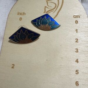 Blue and Gold Enamel Earrings‎